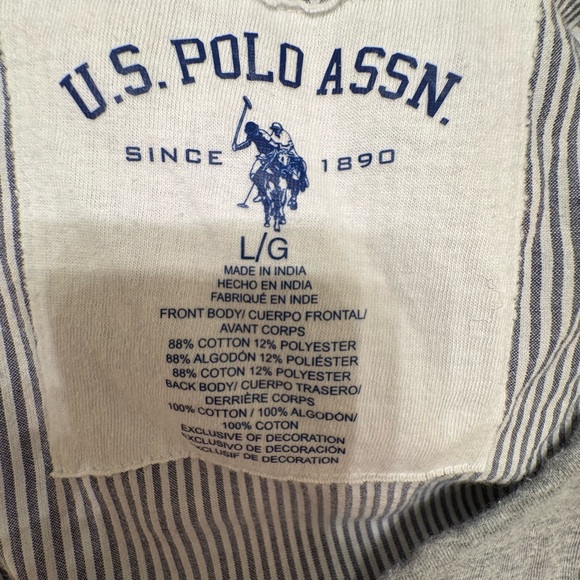 U.S. Polo Assn Gray Blue Striped Cotton Nightgown Sleep Shirt Lounge Dress Large - Picture 3 of 6